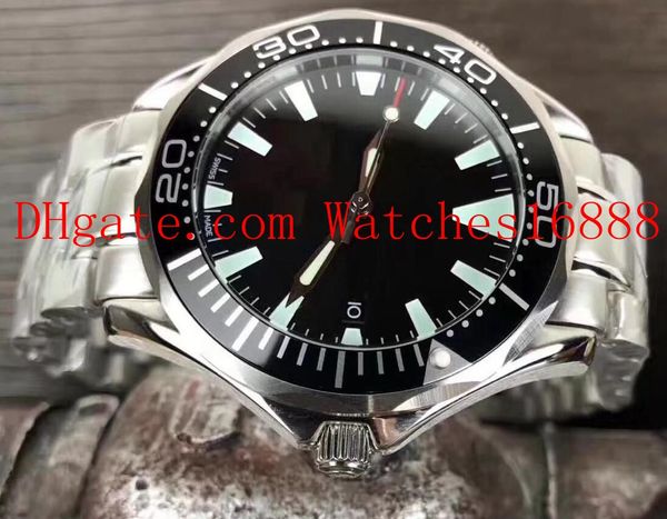 

professional diver 300m black dial stainless steel bracelet mens machinery automatic movement watch men's wrist watches, Slivery;brown