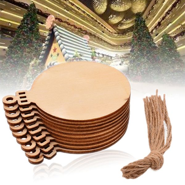 

10pcs/lot wooden christmas decorations for tree rope christmas bells ornaments new year xmas decoration pendants