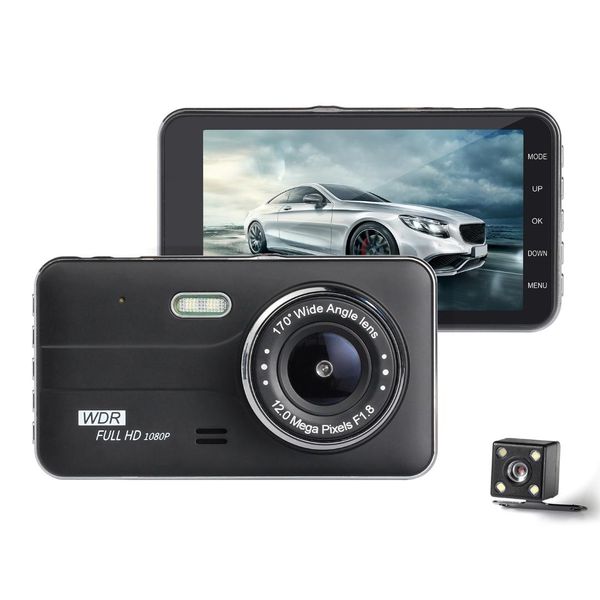

dual dash cam front and rear,4 inch ips screen1080p hd car dvr dashboard camera recorder,170 super wide angle,g sensor,parking