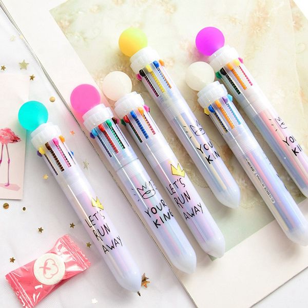 

candy color ball ballpoint pen multi-color cute pink marker pen press ball creative student office school stationery, Blue;orange