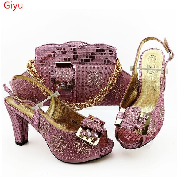 

doershow fashion women shoes and bag set in italy pink color italian shoes with matching bag set decorated with stones hgo1-4, Black