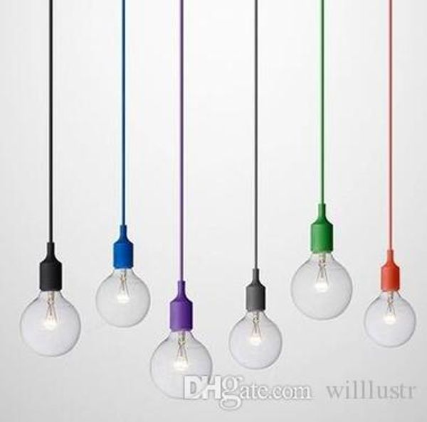 Art Decor Silicone E27 Lampada a sospensione Portalampada a soffitto Illuminazione a sospensione Base del dispositivo Presa Moderna gel di silice retrò Luce colorata