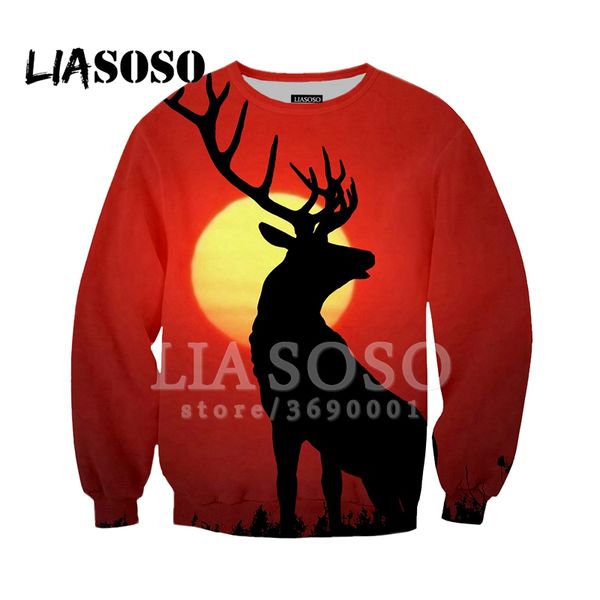

deer мужской толстовок 3d печать лось лось животные мужчины женщина толстовка вскользь unisex harajuku с длинным рукавом gym топ одежда spor, Black