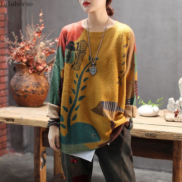 

mohair sweaters for women color printing sweater women autumn and winter loose o neck knitting off shoulder sweater z3, White;black