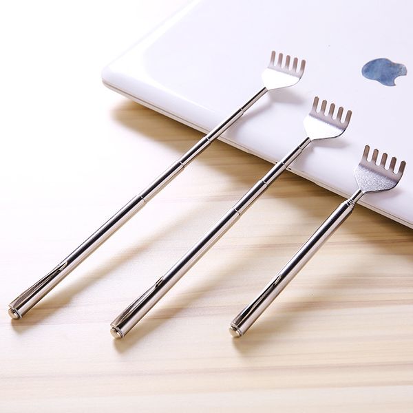 

Practical handy portable adju table tainle pen clip back cratcher tele copic pocket cratching ma age tool