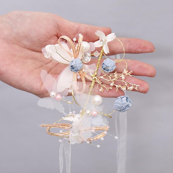 

artificial bridal bridesmaid butterfly wrist flower stretch bracelet corsage