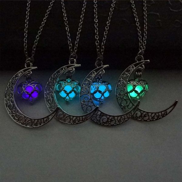 

2019 new moon owl drop pendant necklace hollow shiny stone silver plated necklace chain for women girls charm female jewelry