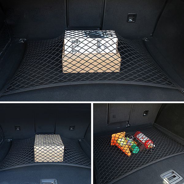 

car rear trunk seat elastic string storage mesh net universal auto cargo organizer nylon stretchable elastic mesh net 4 hooks