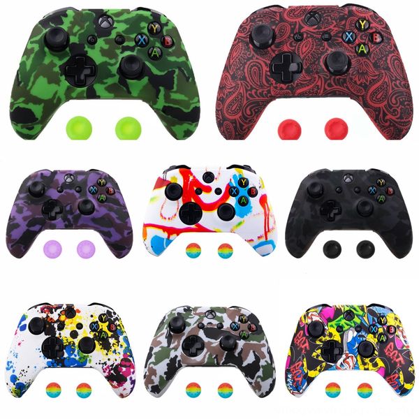 

5fpsq gen microsoft 1x caps silicone protective skin case cover + 2x thumb sticks soft grips for game xbox one 1 wireless controller