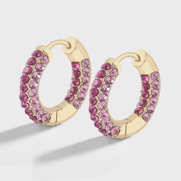 

fashion rainbow colorful cz zircon huggies hoops earrings women simple round circle cartilage stackable ear cuff female jewelry, Silver