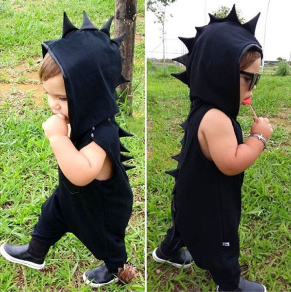 

adorable kid baby boys dinosaur hooded romper jumpsuit hat clothes outfits, White