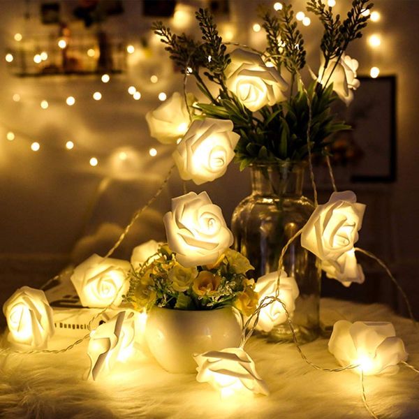 

1.5m/3m/4.5m/6m/10m rose flower led string lights battery operated christmas holiday lights for valentine wedding room decoration