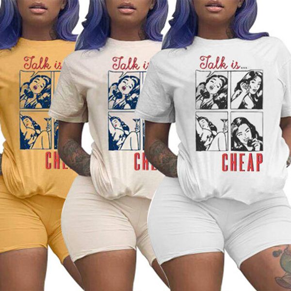 

woman designer luxury tracksuit fashion trend two-piece fashion printed sports street famales hooded short sleeve casual suit size s-3xl, Gray