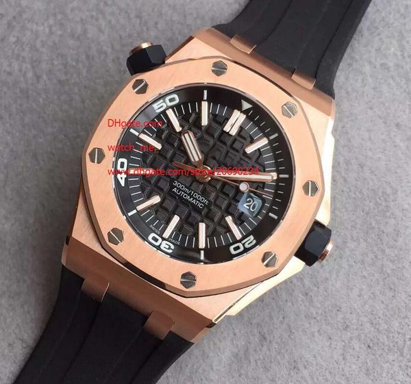 

бесплатная доставка высокое качество luxury автоматическая 42mm черный циферблат розу золотые спортивные мужские часы часы каучуковый ремешо, Slivery;brown