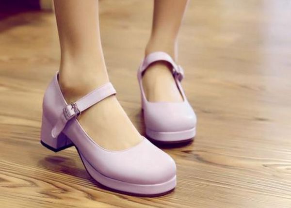 

women's shoes in spring and autumn high coarse heel round head@asd313, Black