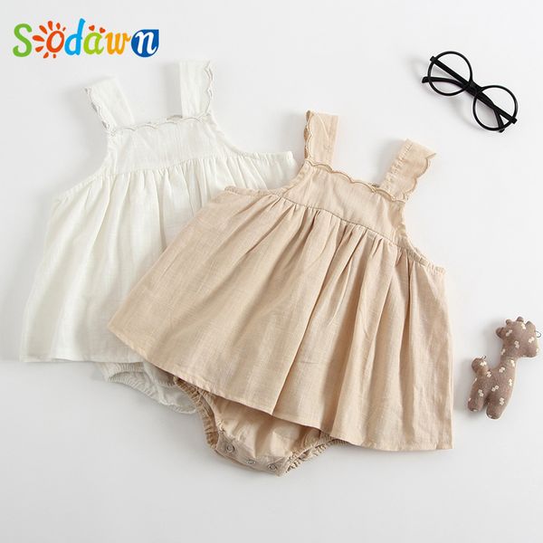 

sodawn 2020 summer baby clothes brand new rompers clothing fashion cute cherry prints kids clothing+ hat toddler girl dresses, White