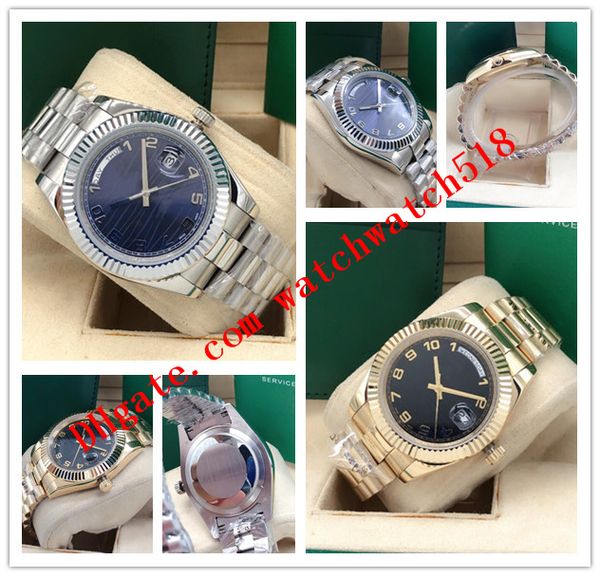 

luxury watch latest version mens ii 41mm yellow gold 218238 black arabic dial fluted bezel automatic fashion men's watches, Slivery;brown