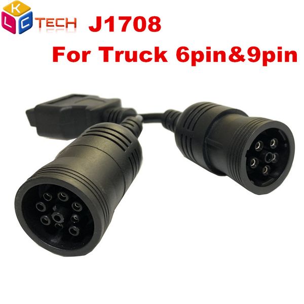 

obd2 адаптер интерфейсного кабеля грузовик диагностический инструмент-y-кабель obd2 16pin женский к женскому 6pin sae j1939 и sae j1708 9pin