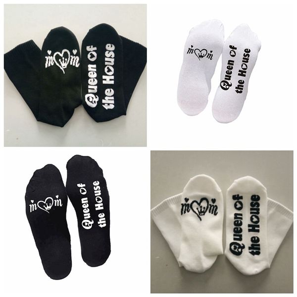 

1 pair new socks queen of the house mom sock for women 2018, Black;white