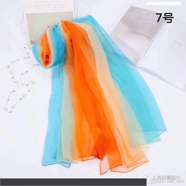 

идеальный 2019 новый дизайн высокое качество 100% шелк градиент цвет ручной работы мода женщины шарф шали 9 цветов размер 180x70cm, Blue;gray