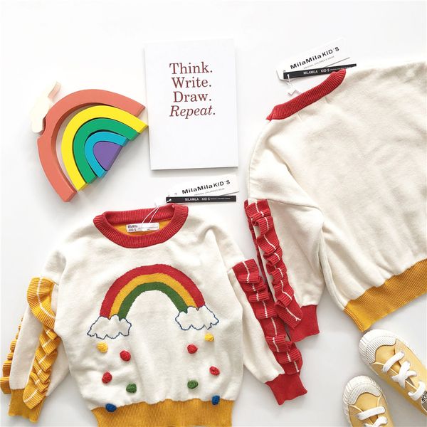 

tonytaobaby autumn winter clothes new girls' children's clothing rainbow sweater baby clothes baby girl winter, Blue