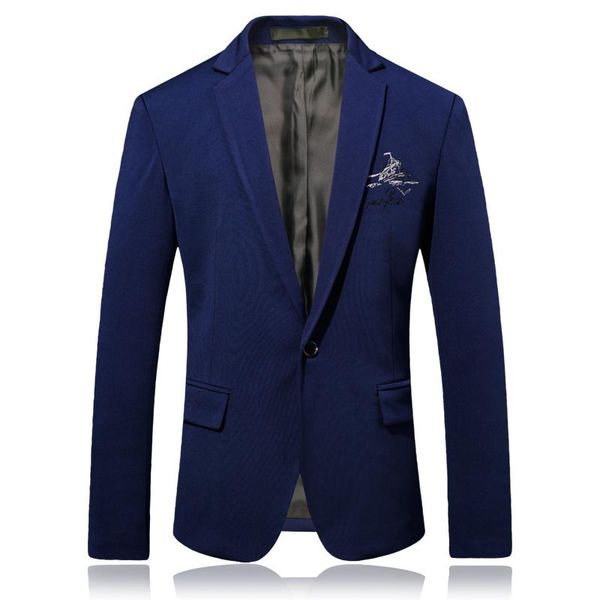

suit coat spring new men's embroidery solid color single buckle business casual slim large size s-xxxlsingle piece suit jacket, White;black