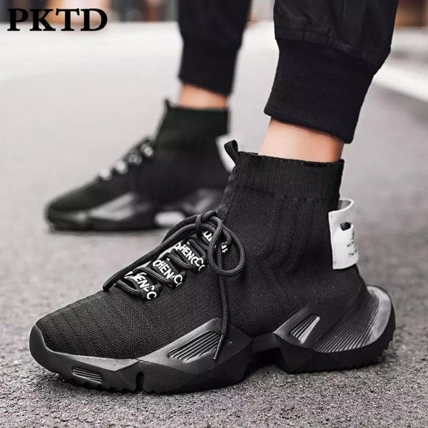 

men's high-walking shoes european and american style flying woven mesh socks comfortable and breathable plus size 39-47