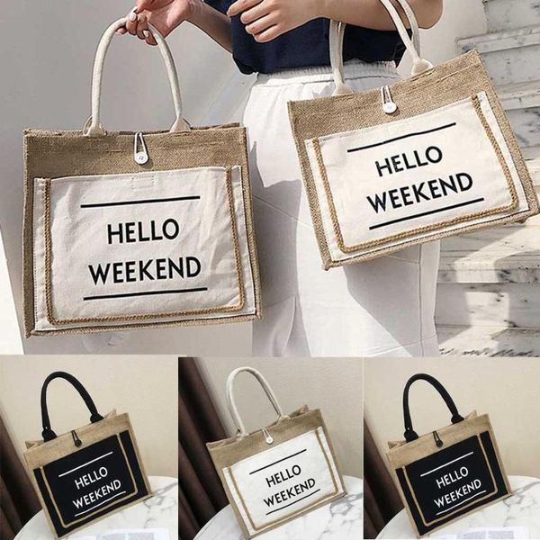 

women's linen handbag large capacity casual shoulder bag daily bag shopping