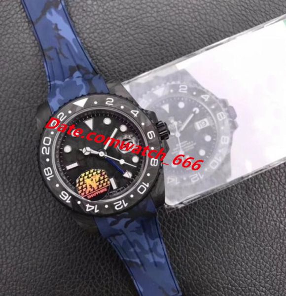 

latest luxury watch men's carbon fiber gm/t cal.2836 movement rubber strap sapphire luminous automatic mens watch fashion watches, Slivery;brown