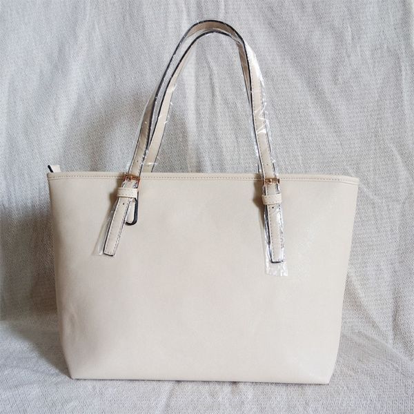 

43cm shopping bags purses totes pu leather women shoulder bag wallet beige color