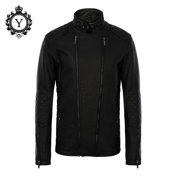 

coutudi 2017 fashion western style men's winter clothing jackets and coats solid windbreaker pu leather male jacket high quality, Black