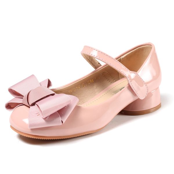 

prinsess мода лук высокий каблук leathe shose платье девушки партии обуви для детей школьного возраста обувь big kids танцевальная обувь 3 1, Black;grey