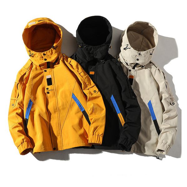 

luxury men jacket clothing new stylish casual wild ins tide detachable hooded designer mens jacket tooling men's jacket 2019 new, Black;brown