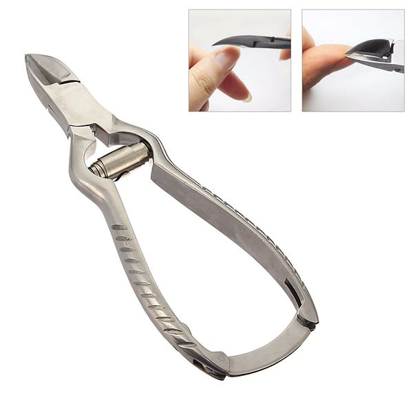 

multifunctional durable toe finger cuticle nipper nail clipper chiropody podiatry tool stainless, Silver