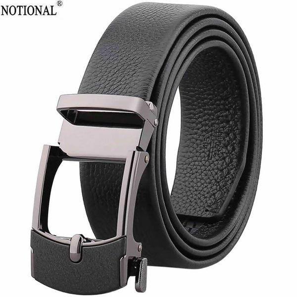 

men belt genuine leather belt belts for men mens ratchet slide belts leather automatic buckle male vintage jeans chain nx1244, Black;brown