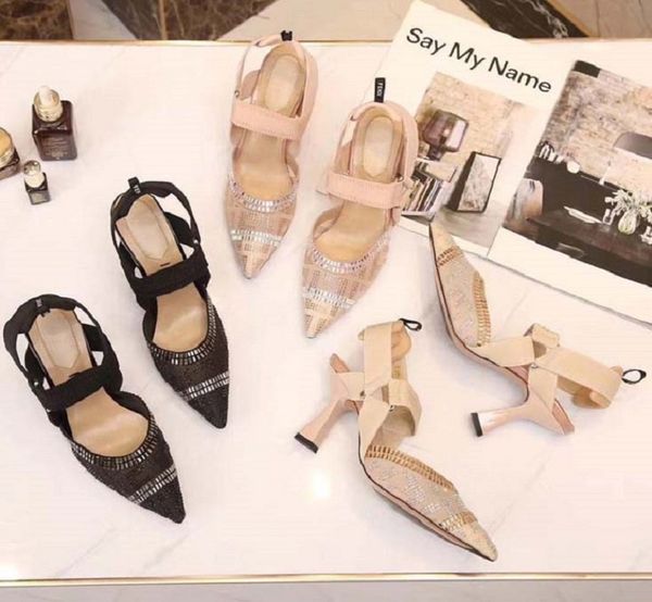 

new fashoin woman shoe heels ladies flat female trend classics designer shoes elegant rhinestone pionted toes dress shoes bag06 fen03, Black