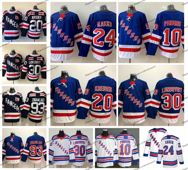 

2019 new york rangers hockey jersey 24 kaapo kakko 10 artemi panarin 30 henrik lundqvist 20 chris kreider 93 mika zibanejad blue shirts, Black;red