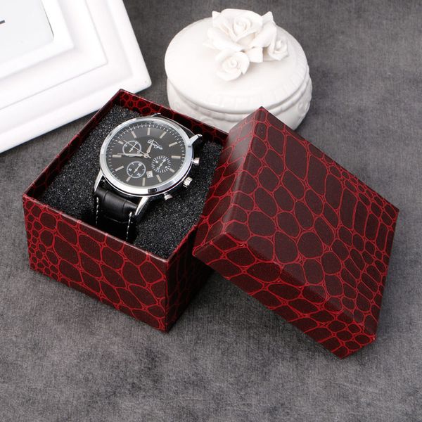 

watch box display case leather box jewelry collection storage wristwatch boxes gift, Black;blue