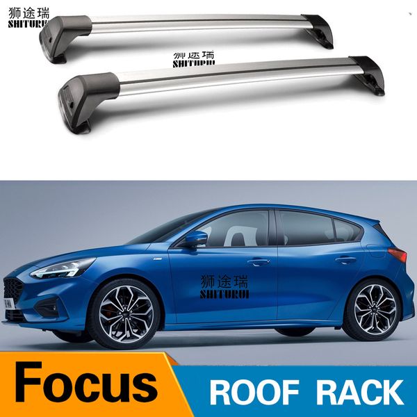 

2 pcs for ford focus sedan hatchback 2011+ 2017 2018 roof bar car special aluminum alloy belt lock led shooting rack corss rack