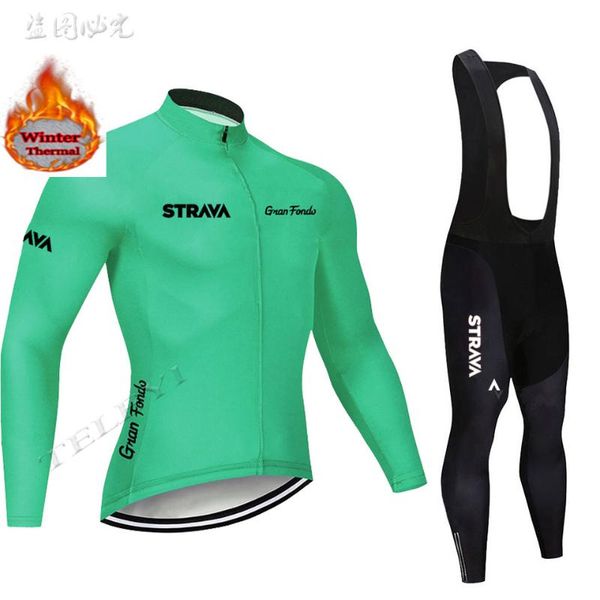 

2020 strava new long sleeve cycling jersey set men winter thermal fleece maillot ropa ciclismo outdoor sport mtb bike clothing, Black;blue