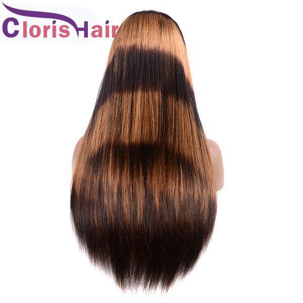 Glueless Human Blonde Hair Ombre Wig F1b 27 Straight Peruvian Lace