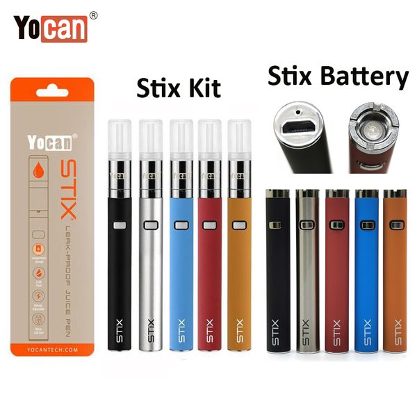 

Аутентичные Yocan Stix Vape Pen Kit 320mAh VV Аккумуляторная батарея Сока Pen 0.6 мл Картриджи Герметичный испаритель Yocan Stix Coils Аккумулятор Stix