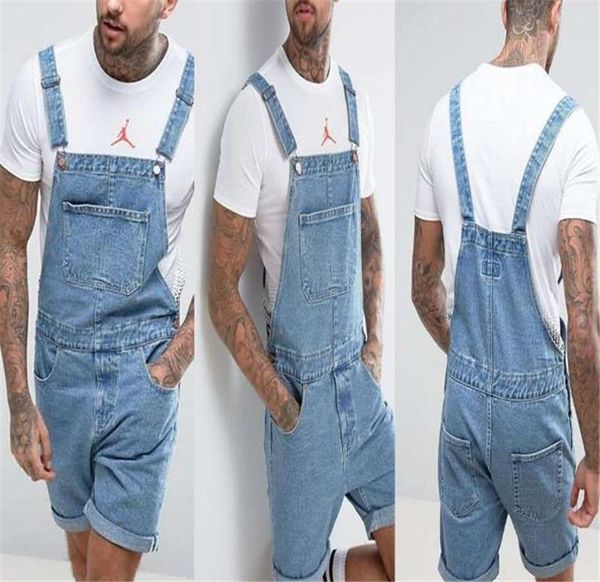

mens summer vintage denim pants overalls shorts fashion knee length siamese jumpers button fly male apparel, White;black