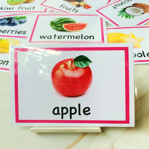 

когнитивная карта 28pcs монтессори английский фрукты слово карты baby flash cards обучение игрушки для детей раннего образования