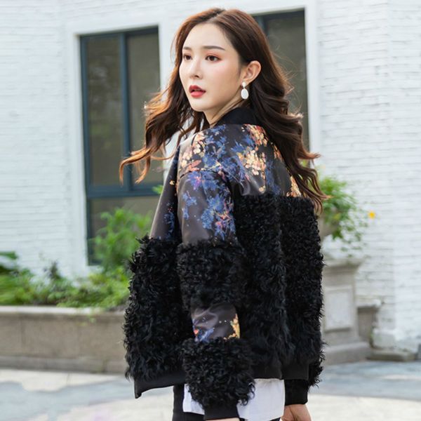 

real fur coat female genuine leather wool jacket autumn winter sheepskin down coat women clothes 2020 korean vintage zt4093, Black