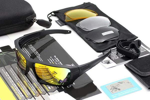 

new terrian ballistic sunglasses, polarized 4 lenses military goggles with original case, tactical army eyeshie, White;black