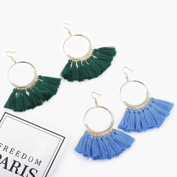 

retro ethnic designer earrings luxury gold plated hoop earring alloy colorful women earrings fashion bohemian tassel earrings, Silver