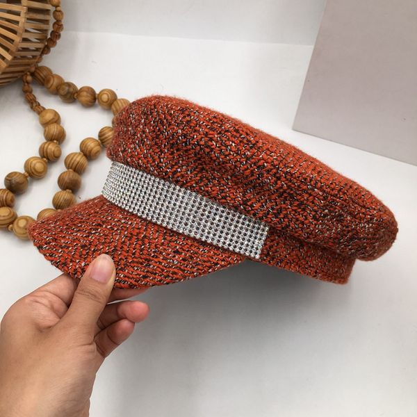 

han edition navy beret hat fashion korea octagonal newsboy cap small sweet wind knitting, Blue;gray