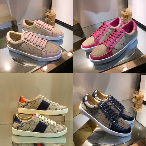 

2020 мужчины женщины повседневная обувь мода бренды дизайнерские шнуровке кроссовки green red stripe black leather bee вышитые