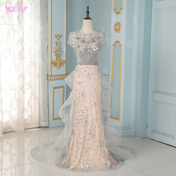 

fashion silver rhinestones mermaid evening dress long cap sleeve, White;black